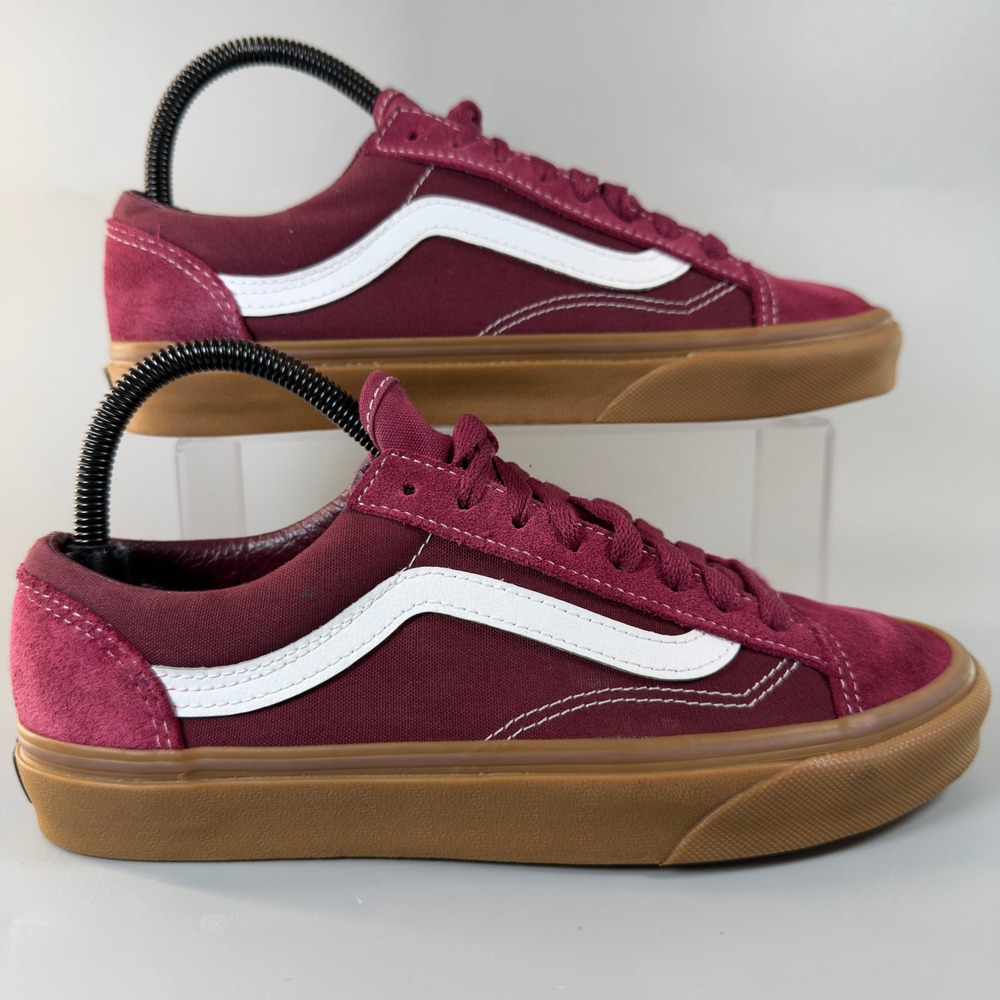 Vans Style 36 Red Beet Gum Womens 8 Skate Shoes Burgundy White Lace Low Sneaker